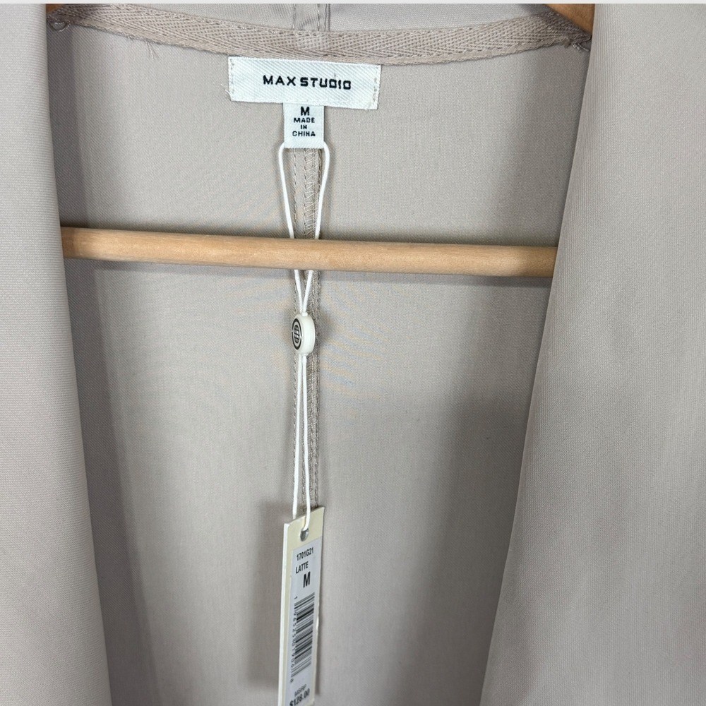 MAX STUDIO Latte Drape Front Open‎ Trench Jacket … - image 3